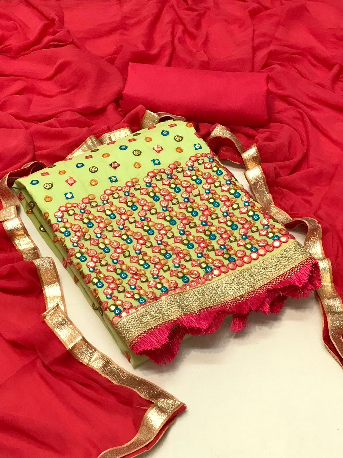 Tcvn Flora New Fancy Festive Wear Cotton Embroidery Dress Material Collection